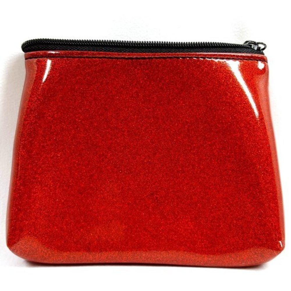 90s Red Glitter Vinyl Pouch Cosmetic Bag Wallet Clutch